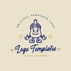 cute baby milk bottle pacifier character logo.