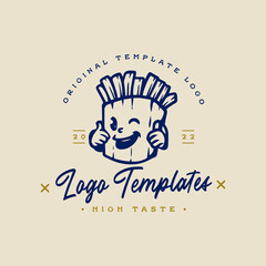 french fries character logo. french fries logo template.