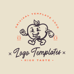 orange character logo. orange fruit character template logo