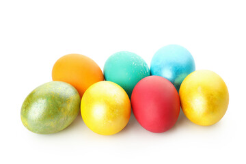 Multicolor Easter eggs isolated on white background