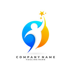 creative star people logo design template