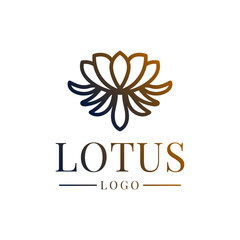 elegant lotus flower outline style vector logo design