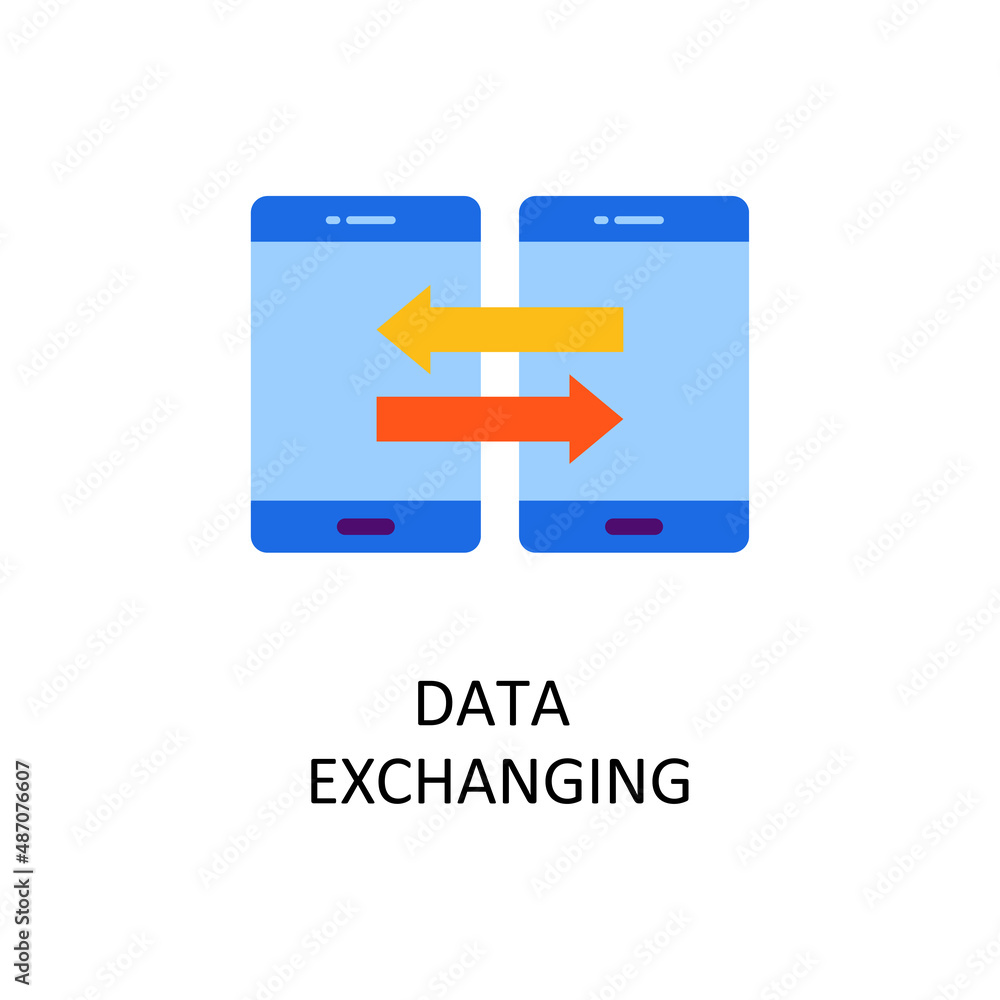 Poster data exchanging vector flat icon design illustration. banking and payment symbol on white background