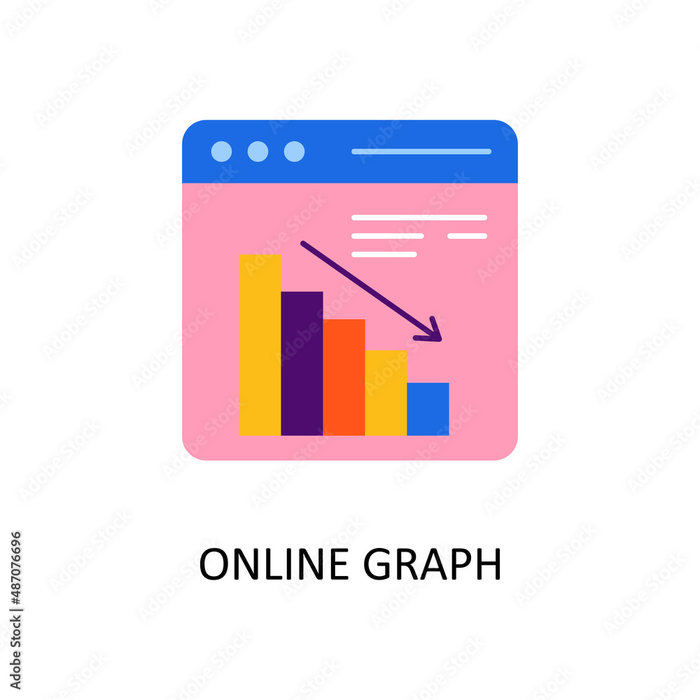 Poster online graph vector flat icon design illustration. banking and payment symbol on white background ep