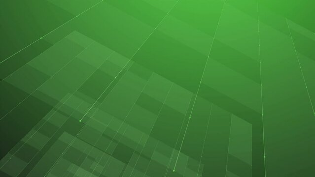 Futuristic cyber landscape with transparent geometric layers and moving structures.