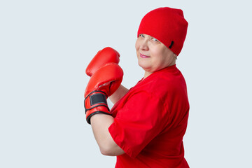 Granny boxer in red on a white background.