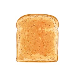 Vector Sliced bread toast. Slice of a whole wheat bread. Bakery, piece of roasted crouton for sandwich snack. Realistic illustration image.