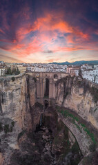 Ronda New Bridge Stone bridge over the river Tajo in Ronda, (Málaga) Andalusia, Spain