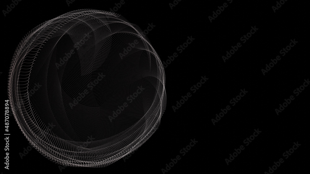 Poster abstract background 3d illustration of an empty geometric object, wireframe dotted structure.