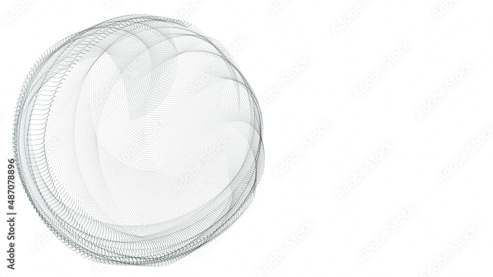 Poster abstract background 3d illustration of an empty geometric object, wireframe dotted structure.