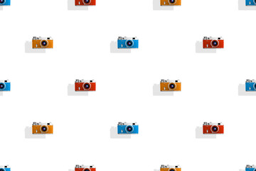 Seamless pattern from old cameras .Background on the theme of photography and photographic equipment. 