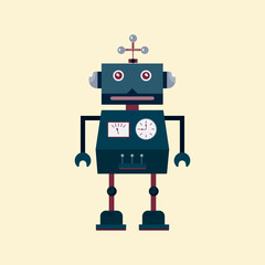 Robot flat icon/ Vector illustration. 
