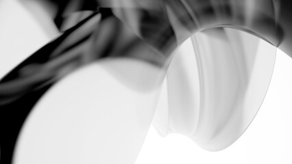 Abstract black and white backround with geometric curved shapes - 3d illustration (rendering)
