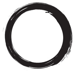 Circle brush stroke vector isolated on white background. Black enso zen circle brush stroke. For stamp, seal, ink and paintbrush design template. Grunge hand drawn circle shape, vector illustration