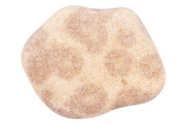 Top view of single red pebble