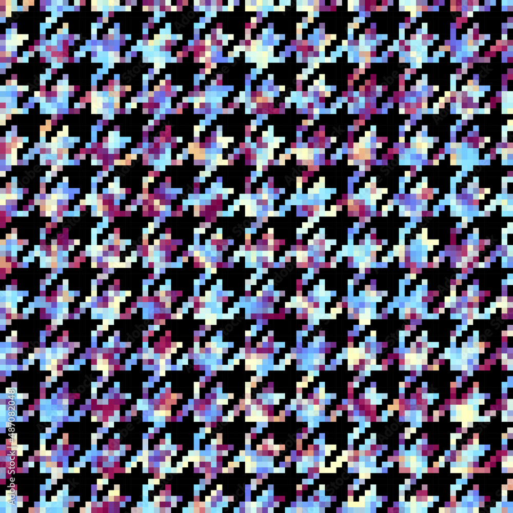 Poster classic hounds-tooth pattern in a patchwork collage style.