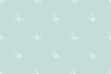 Seamless pattern from old drawn cameras. Background on the theme of photography and photographic equipment.
