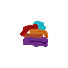 Pile of laundry not ironed after washing, flat vector illustration isolated.