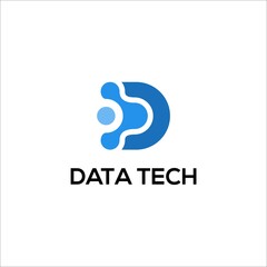 Data Tech Logo Template. Letter D. Internet.
