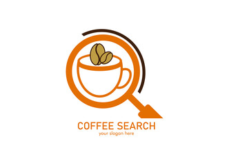coffee search with round line art logo design inspiration vector