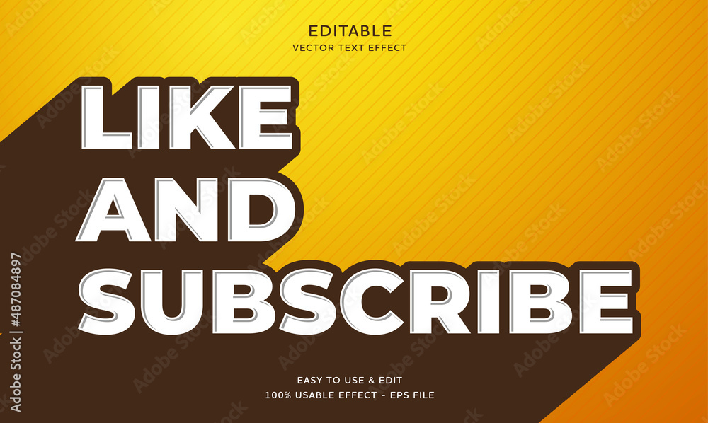 Poster editable like and subscribe text effect template with modern