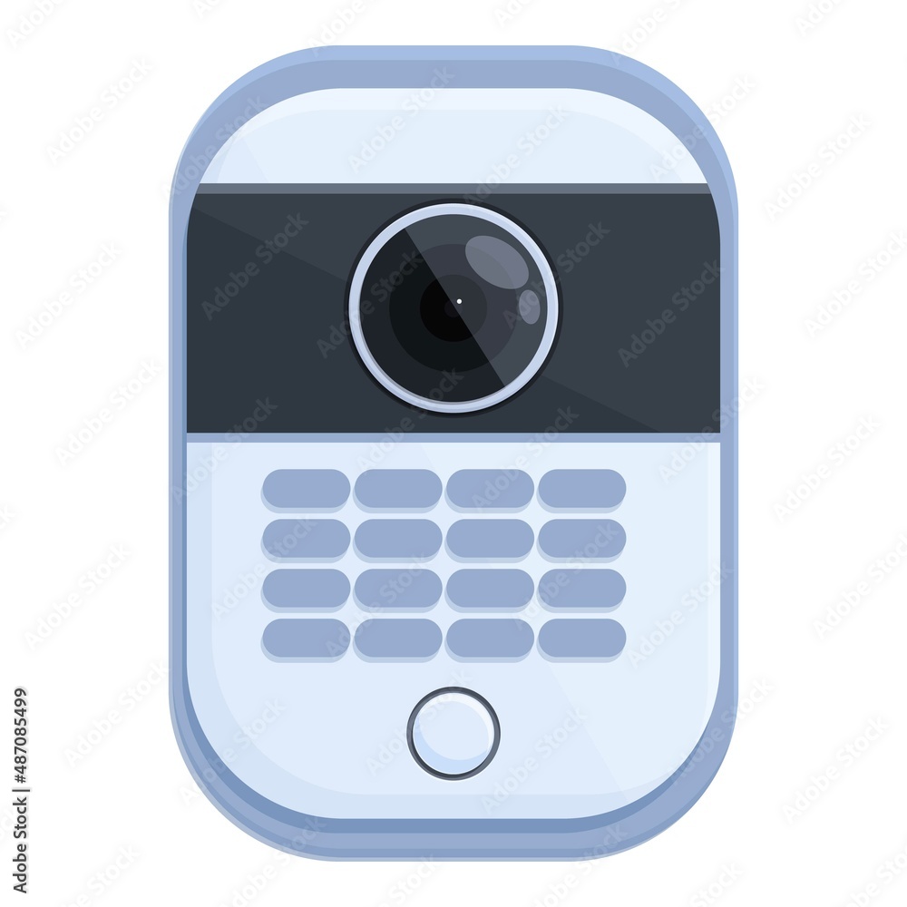 Poster intercom panel icon cartoon vector. door system. camera security