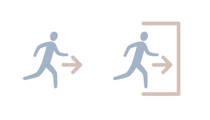 Fototapeta na wymiar Emergency exit icon, running man and arrow illustration set.
