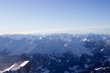 European Alps from the top of Zugspitze - Germany's tallest mountain