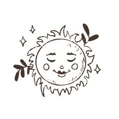 Good sun with closed eyes. Making an astrological forecast.