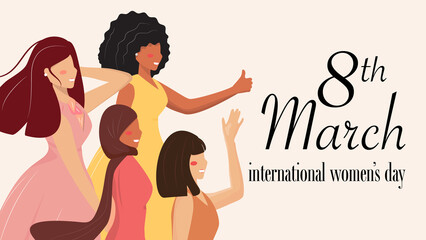 Group of multicultural women. Four women of different nationalities.