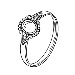 Hand drawn vintage ring isolated on white. Vector illustration.