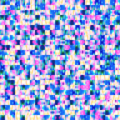 Optical low poly pixel grid dye blur texture background. Seamless washed out geometric ombre effect. 80s style retro square shape pattern. High resolution funky beach wear fashion textile tile.