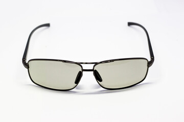 black sunglasses gray clear glass lens stylish sunglasses isolated on a white background