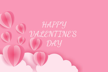 cloud and heart valentine's day background Premium Vector