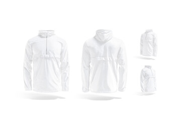 Blank white windbreaker mockup, different views set © Alexandr Bognat