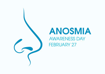 Obraz premium Anosmia Awareness Day vector. Nose in profile simple icon vector. The loss of the sense of smell. February 27, important day