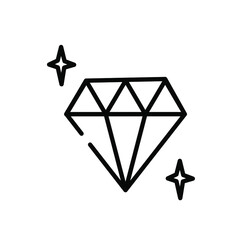 Single line icon, vector illustration. Image of a diamond and stars. Suitable for websites and social networks. Suitable for beauty professionals. 