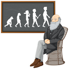 Charles Darwin with science of evolution - obrazy, fototapety, plakaty