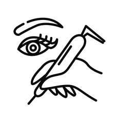 Eyebrow tool. Icon for beauty studios with the image of an eye and an eyebrow. Simple vector illustration. Suitable for use in social networks, on the website, in typography, on labels. Tattoo machine