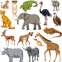 Set of various African animals