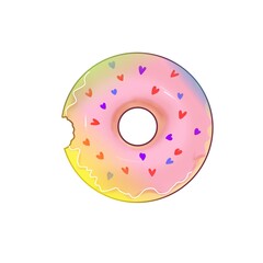 Donut bite icon. Lineart illustration. Sweat food. 