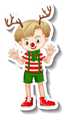 A boy in Christmas costumes