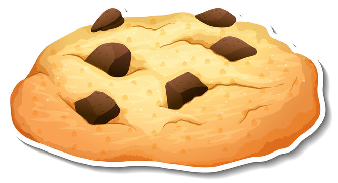 Isolated chocolate chips cookie in cartoon style