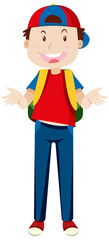 Happy boy wearing red cap cartoon character