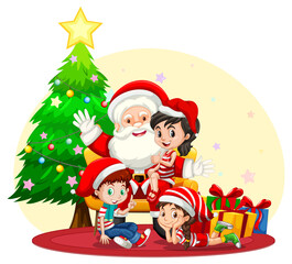 Obraz na płótnie Canvas Santa Claus with children celebrating Christmas