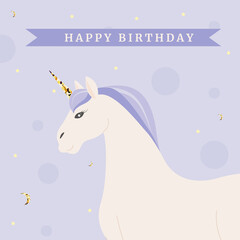 Unicorn birthday card portrait