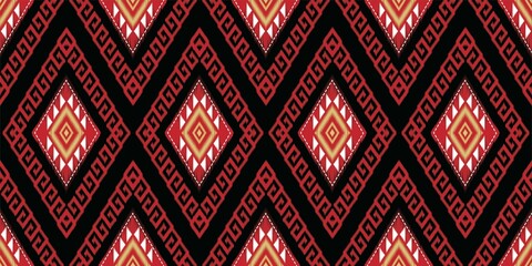 Geometric ethnic oriental ikat seamless pattern traditional Design ,carpet,wallpaper,clothing,wrapping,Batik,fabric,Vector illustration for background .embroidery style.