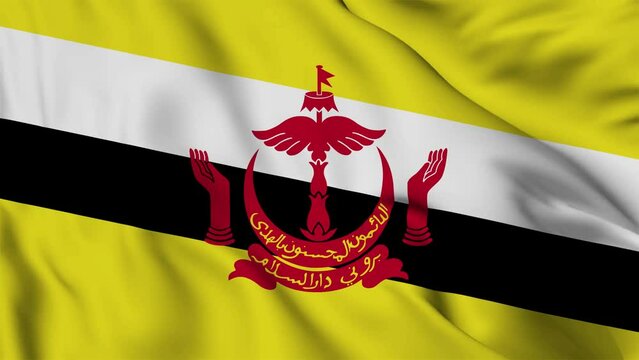 Brunei Darussalam flag waving looping footage Full 4K (3840 x 2160) Realistic Brunei Flag Looping background. Looping Closeup Full 4K footage. Brunei country flags Full 4K. January 1, 1984