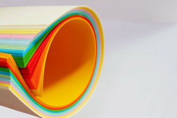 unusual composition of colored paper, abstraction, bright colors on a white background, multi colored paper