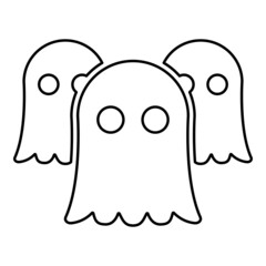 Spirits Ghosts contour outline line icon black color vector illustration image thin flat style